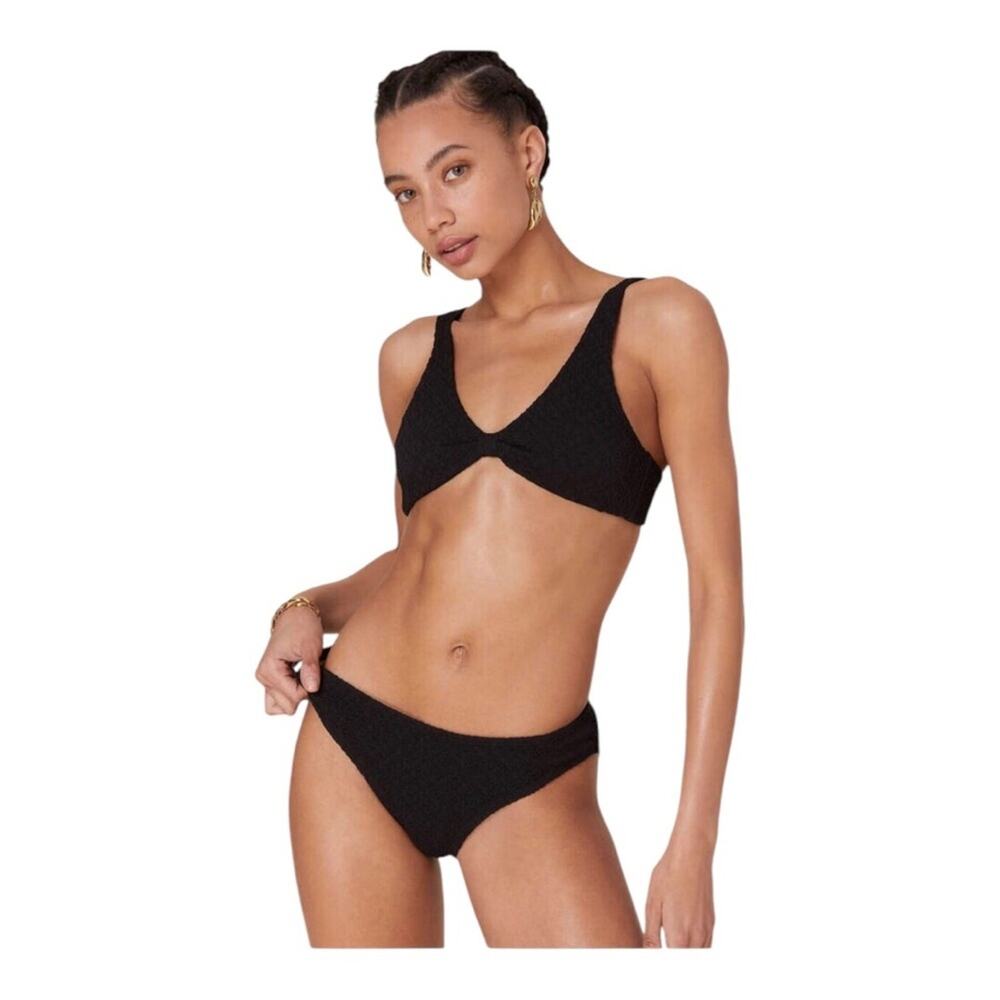 Mindy x Andie Swim NWT Textured Popcorn Bikini Set Black XL Chic Minimalist
